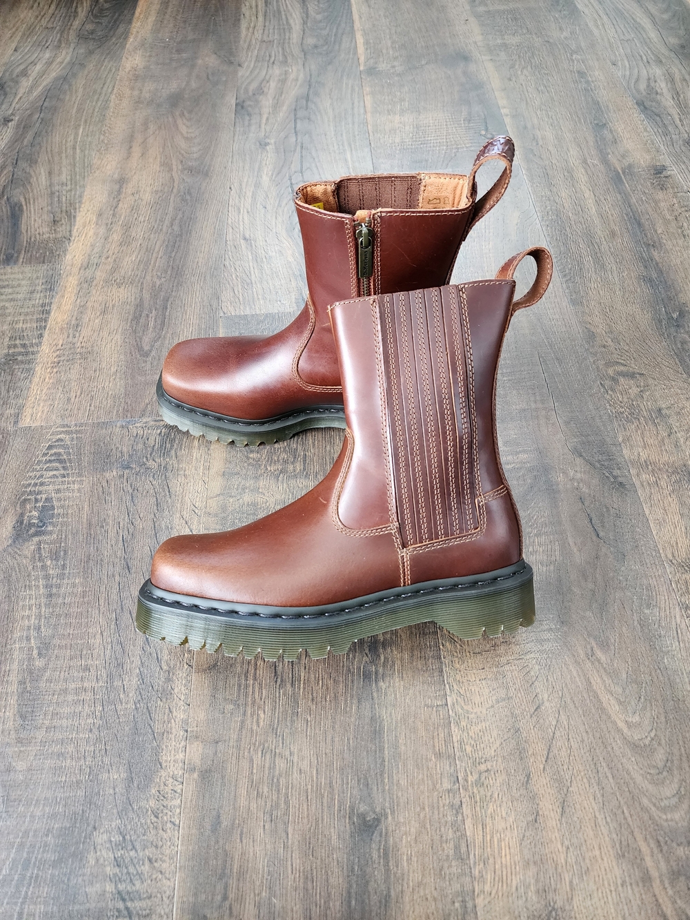 Dr. Martens Chestnut Brown Leather Side-Zip AMAAYAH LO Boots - Picture 4 of 10